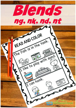 Read & Color Ending Blend Worksheets