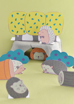 Printable Hedgehog Diorama Playset