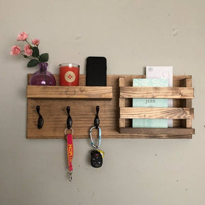 Entryway Mail Organizer | The Jen |Key Hooks Wall Mounted Coat Rack Catch All Leash Holder Rustic Modern Unique by DistressedMeNot