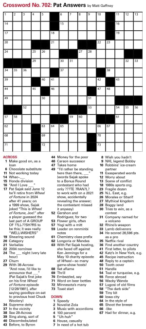 Puzzles: Printable Crossword - Issue: June 30, 2023
