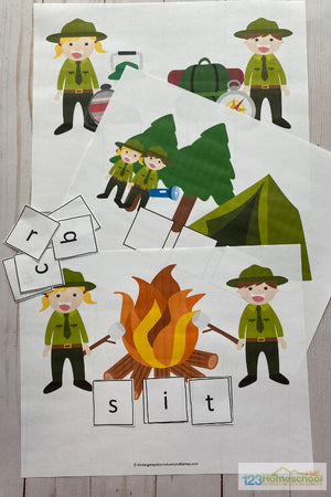 Camping CVC Sight Words Activity