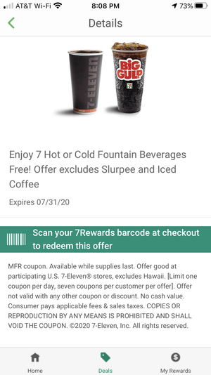 7 FREE Hot or Cold Fountain Beverages at 7-Eleven!!!