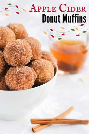 Soft and pillowy donut muffins infused with delicious apple cider and fall spices, coated in butter and cinnamon-sugar!