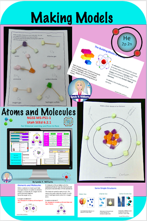 Distance Learning Unit on Atoms and Molecules NGSS MS-PS1-1 and Utah SEEd 6.2.1