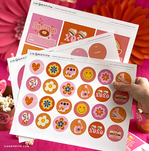 FREE Printable Groovy Valentine’s Day Labels