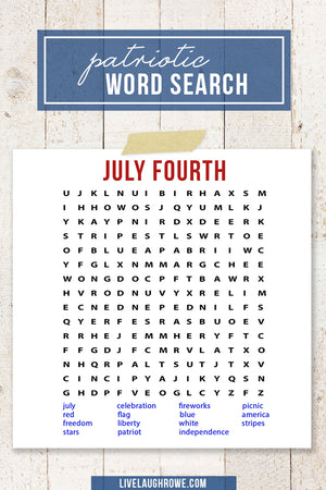 Word Search Printable for July 4th