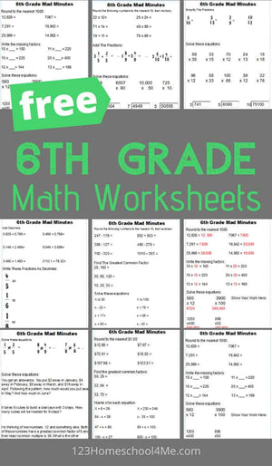 6th Grade Math Worksheets