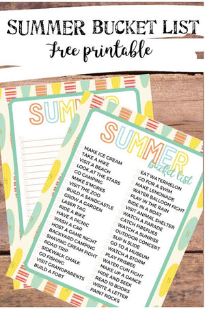 Summer Bucket List- Free Printable!