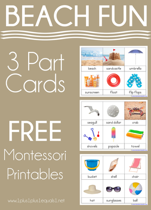 Beach Montessori Printables – FREE 3 Part Cards