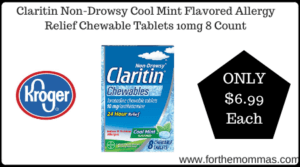 Kroger: Claritin Non-Drowsy Cool Mint Flavored Allergy Relief Chewable Tablets 10mg 8 Count ONLY $6.99