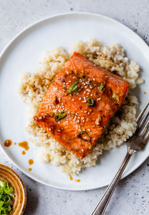 Salmon With Sticky Teriyaki Glaze and Baked to Perfection