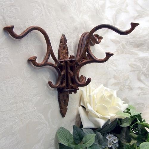 Cast Iron Five Hook Coat Rack Rust