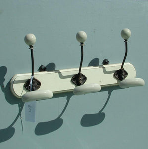 Ivory French White Double Ceramic Hook Coat Rack