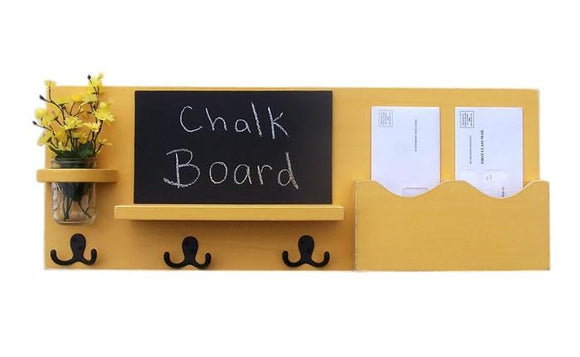 Chalkboard Mail Organizer - Coat Rack - Mail Holder - Letter Holder