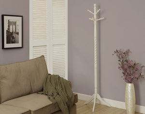 72"H ANTIQUE WHITE WOOD TRADITIONAL STYLE COAT RACK