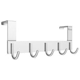 Get door hooks hanger rack anjuer aluminum utility organizer towel hooks holder for kithchen bathroom 5 hooks over the door hanger silver