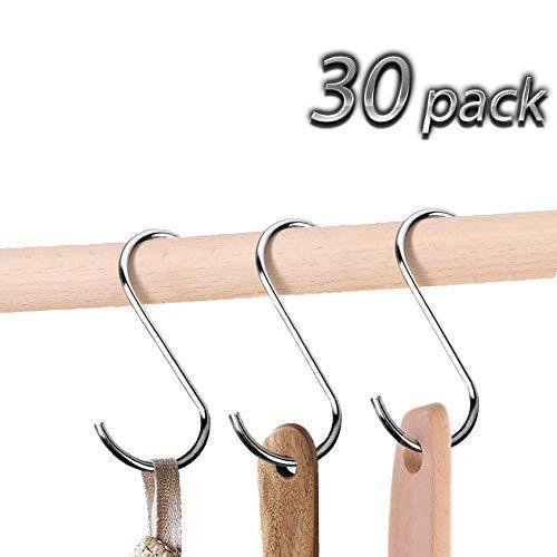 Top rated ykease s hooks heavy duty stainless steel kitchen s shaped hanging hooks hangers for pans pots plants bags towels pack of 30
