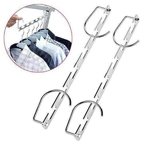 Budget friendly goahead space saving hanger set 6pack stainless steel magic hangers wonder clothes organizer bonus slack hanger