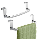 On amazon mdesign kitchen over cabinet metal towel bar hang on inside or outside of doors for hand dish and tea towels 9 75 wide 2 pack chrome