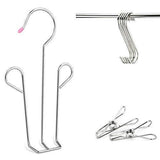 Budget friendly megoday classico stainless steel closet organizer hanger for shoes 2 piece set metal clothespins s hook 2 piece set free