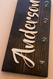 Related personalized wall key hanger unique custom key ring jewelry rack holder customize with your name dark rustic natural wood 4 hooks decorative kitchen garage living closet