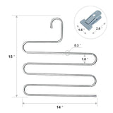 The best hontop 5 pack s type multi purpose pants hangers rack stainless steel magic for hanging trousers jeans scarf tie clothes space saving storage rack 5 layers 5pcs