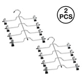 Explore 4 tier pants hanger 2 pack trouser hanger skirt hangers with non slip black vinyl clips heavy duty metal hangers ultra thin space saving clothes hangers to organize closet jeans scarf slacks