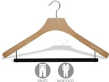Discover deluxe wooden suit hanger with velvet bar natural finish chrome swivel hook large 2 inch wide contoured coat jacket hangers set of 24 by the great american hanger company
