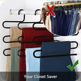 Products ds pants hanger multi layer s style jeans trouser hanger closet organize storage stainless steel rack space saver for tie scarf shock jeans towel clothes 4 pack
