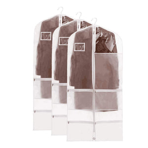 Best seller  3 packs translucent pvc garment bag dance costume bags foldable 50 inch full zipper suits bag dream duffel versatile hanging garment bag with name card pocket and 4 large zipper pockets