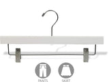 Budget white wooden pant hanger with adjustable cushion clips flat wood bottom hangers with chrome swivel hook set of 100 by the great american hanger company