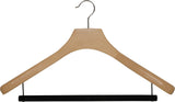 Buy now deluxe wooden suit hanger with velvet bar natural finish chrome swivel hook large 2 inch wide contoured coat jacket hangers set of 24 by the great american hanger company