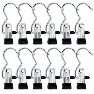 Best 12 pcs ipow portable laundry hook hanging clothes pins stainless steel travel home clothing boot hanger hold clips