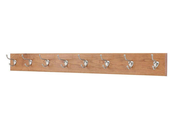 PegandRail Cherry Coat Rack with Satin Nickle Hat and Coat Style Hooks 4.5