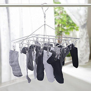 Best seller  mobivy metal clothespins stainless steel clothes drying rack hats rack portable metal hanger great for quick hand wash of delicates