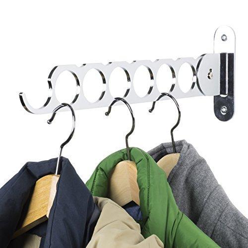 Organize with wallniture costa wardrobe organizer wall mounted clothes bar hanger holder organizer steel black 14 5 inch chrome