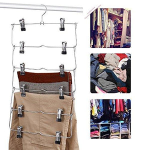 Get doiown 6 tier skirt hangers pants hangers closet organizer stainless steel fold up space saving hangers 4 pieces