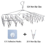 Great dx da xin clip and drip hanger 52 clips clothes drying hanger for delicates jeans sock scarf gloves underwear bras cloth diapers with 20 metal clothespins and 6 self adhesive hooks