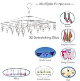 Results stainless steel hanging drying rack collapsible portable clip and drip hanger with 32 overstriking wire clothespins for drying clothing towels diapers underwear socks