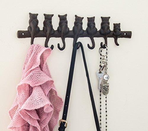 7 Cats Cast Iron Wall Hanger - Decorative Cast Iron Wall Hook Rack