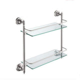 Featured deed wall hanging mount rack toilet shelf stainless steel bathroom shelf shelf bathroom glass shelf cosmetics double storage rack 43 6cm