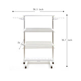 Shop newerlives br505 3 tier collapsible clothes drying rack with casters stainless steel hanging rods indoor outdoor use