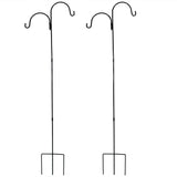 Exclusive sunnydaze outdoor heavy duty double shepherd hook garden poles for hanging bird feeders and plants 84 inch tall set of 2 black