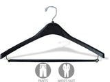 Buy now the great american hanger company heavy duty black plastic suit hanger with locking wooden pant bar box of 100 1 2 inch thick curved hangers for uniforms and coats