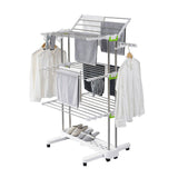 Selection newerlives br505 3 tier collapsible clothes drying rack with casters stainless steel hanging rods indoor outdoor use