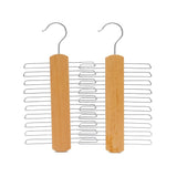 Top js hanger multifunctional accessories hangers for ties and belts natural beech wood close end teeth anti slip hold up to 20 pcs 2 pack