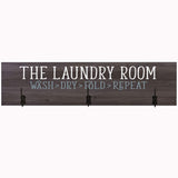 Laundry Room Wash Dry Fold Repeat Coat Rack Wall Sign