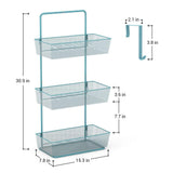 Heavy duty nex over the door basket organizer 3 tier mesh basket hanging storage unit over door pantry rack organizer aqua blue