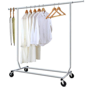 Shop camabel clothing garment rack heavy duty capacity 300 lbs adjustable rolling commercial grade steel extendable hanger drying organizer chrome finish storage shelf with wheels load up to 300lbs