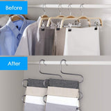 Explore ffhl pants hangers s type 5 layers non slip with silicone stainless steel rack for dress jeans slacks towels scarfs ties multi clothes cascading 80 space saver 14 17 x 14 96ins4 pack 1